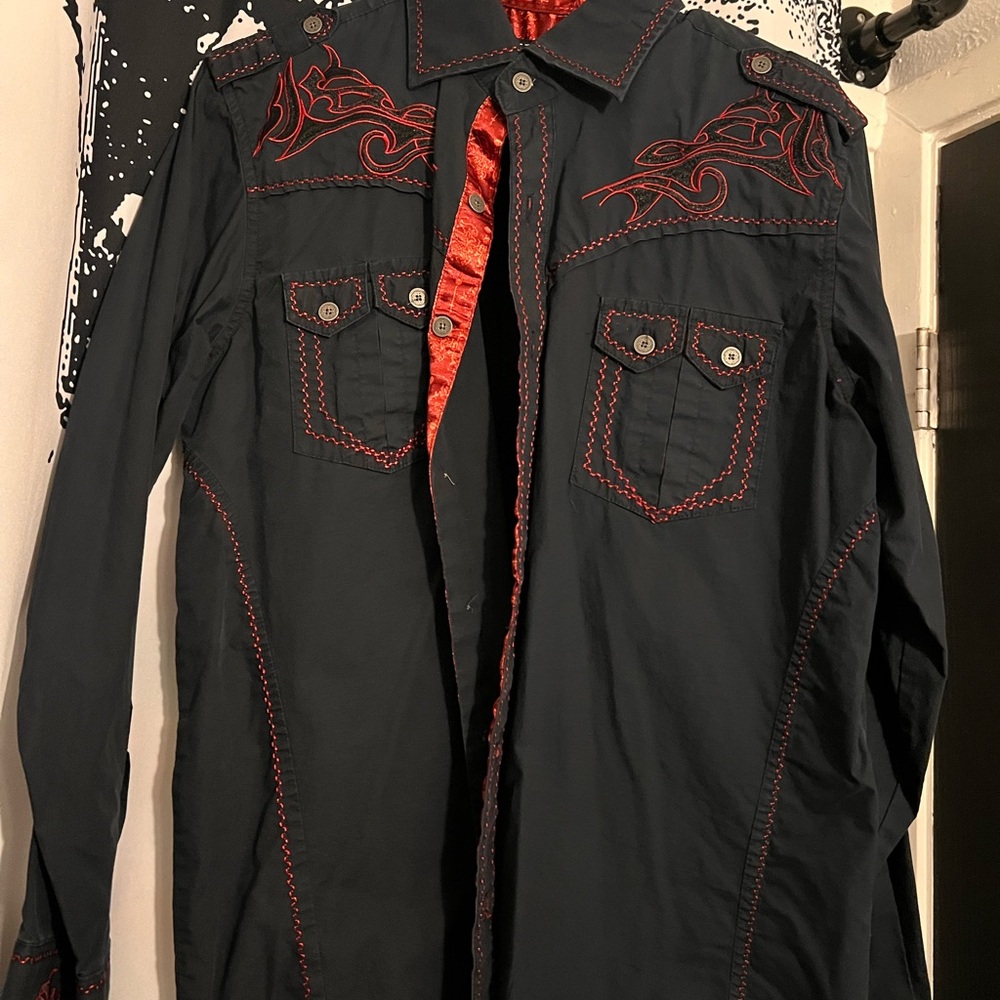 Men's Black Jacket with Red Accents